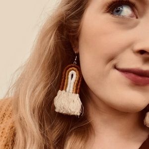 Handmade Rainbow Boho Burnt Orange Earrings